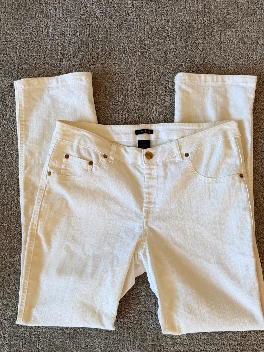 IMAN White Straight Leg Stretch Jeans Women’s Medium Classic Denim Pants